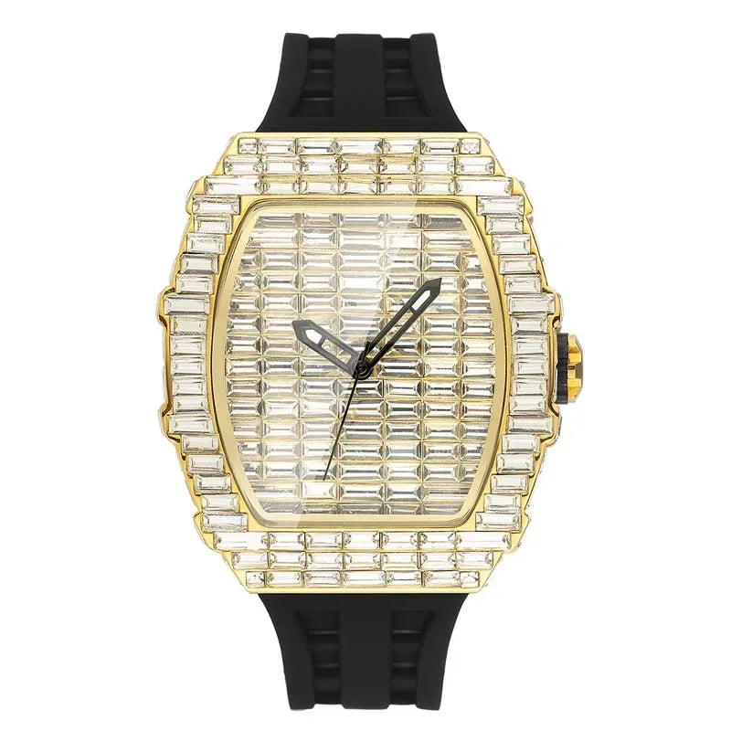 Luxury Black Zircon Tonneau Watch for Men | Unique Rectangular Mille Style Wristwatch | Iced Out Waterproof Clock | 2026 Fashion Dropshipping | Caratix - CaratixJewelry